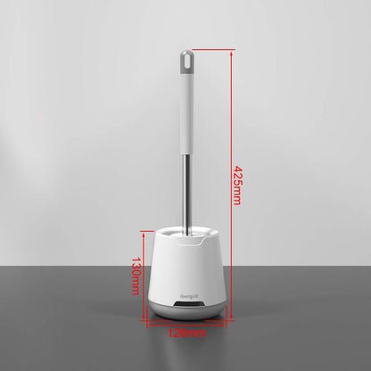 Ibergrif Silikon Klobürste mit Anti-Tropf Halter & Belüfteter Trocknung – WC Bürstengarnitur Stehen/Wandmontage, Weiß (126x425mm) M34152