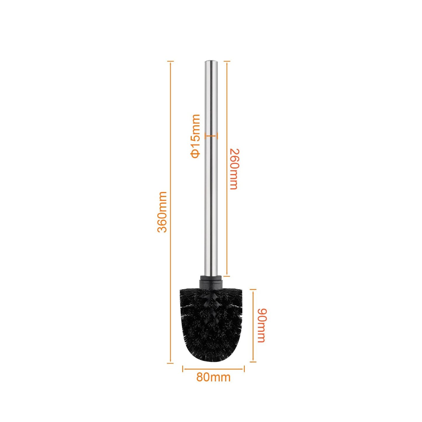 Ibergrif 4 Stück Klobürste Schwarz, WC Bürsten mit 8 cm Durchmesser, Abnehmbare Bürstenköpfe, Toilettenbürste mit Edelstahlstiel, M34155