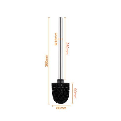 Ibergrif 4 Stück Klobürste Schwarz, WC Bürsten mit 8 cm Durchmesser, Abnehmbare Bürstenköpfe, Toilettenbürste mit Edelstahlstiel, M34155