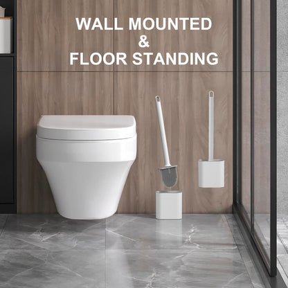 Ibergrif Silikon Toilettenbürste mit Halter & Wandmontage Set – WC Bürste für Badezimmer, Weiß