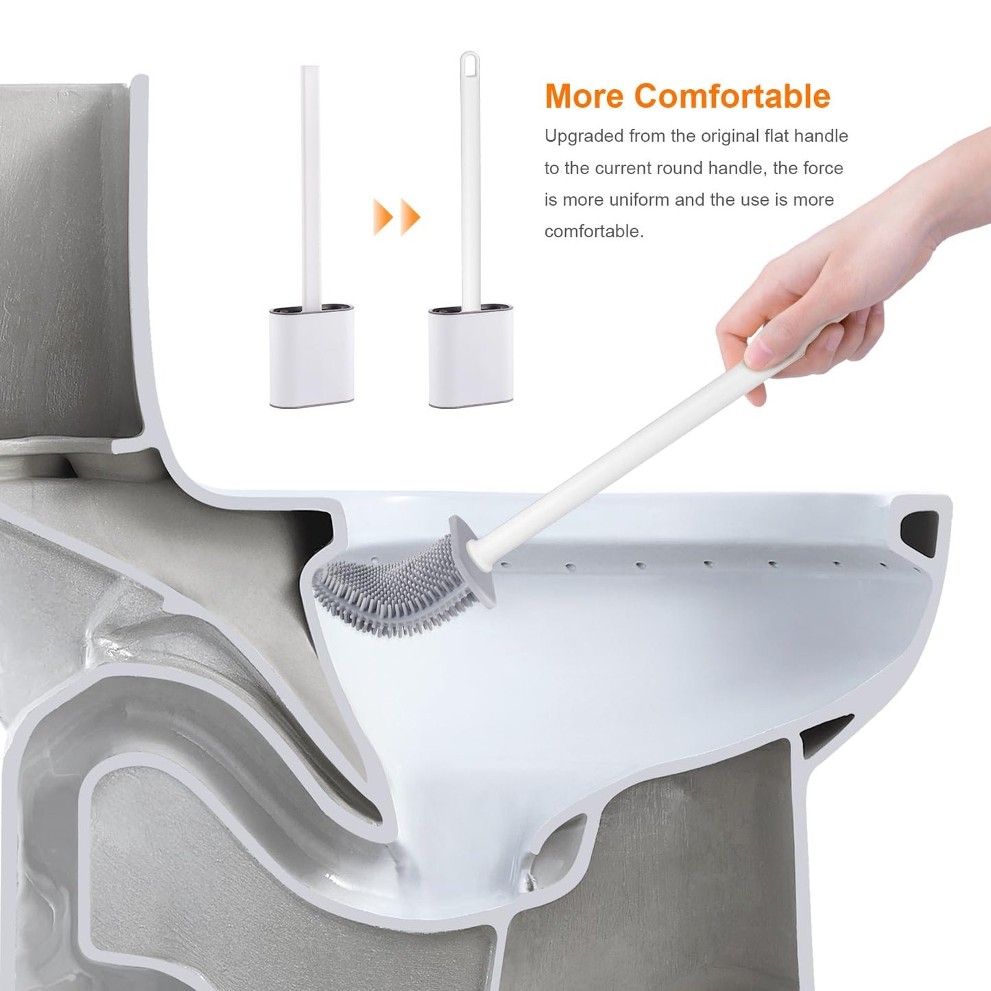 Ibergrif Silikon Toilettenbürste mit Halter & Wandmontage Set – WC Bürste für Badezimmer, Weiß