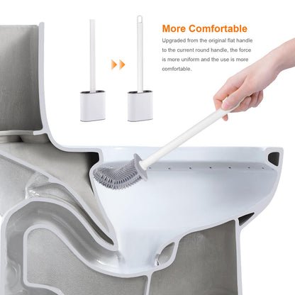 Ibergrif Silikon Toilettenbürste mit Halter & Wandmontage Set – WC Bürste für Badezimmer, Weiß